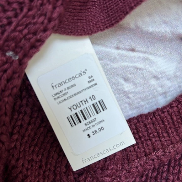 Francesca’s youth girls maroon bow back sweater - Picture 6 of 6